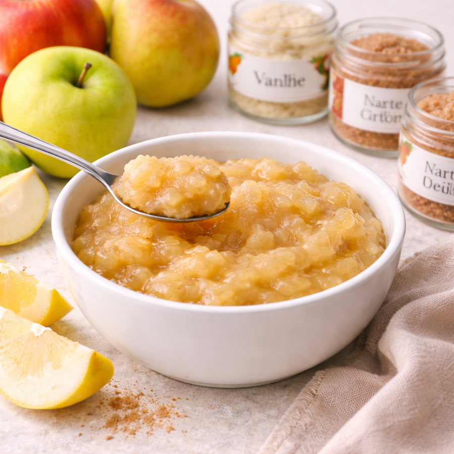 Compote pommes-poires twistée au sucre aromatisé